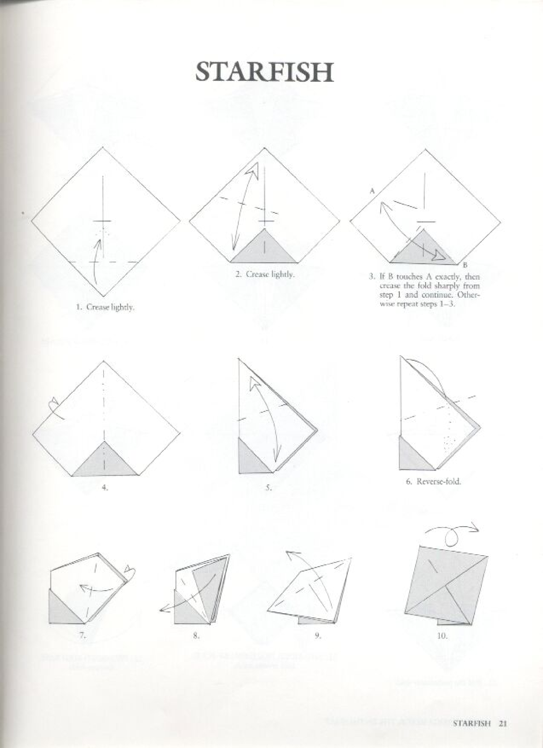 Starfish folding diagrams page