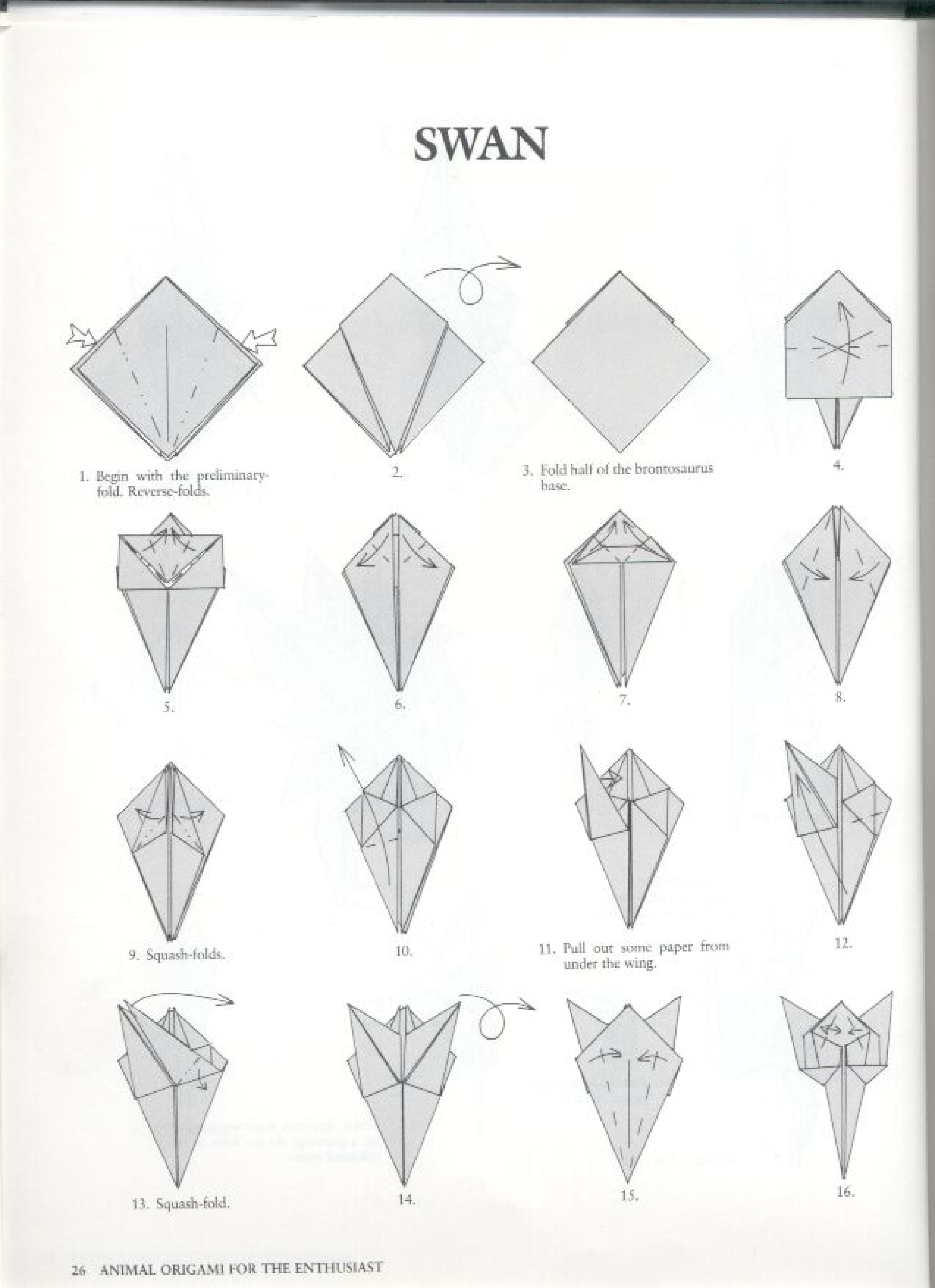 Swan folding diagrams page