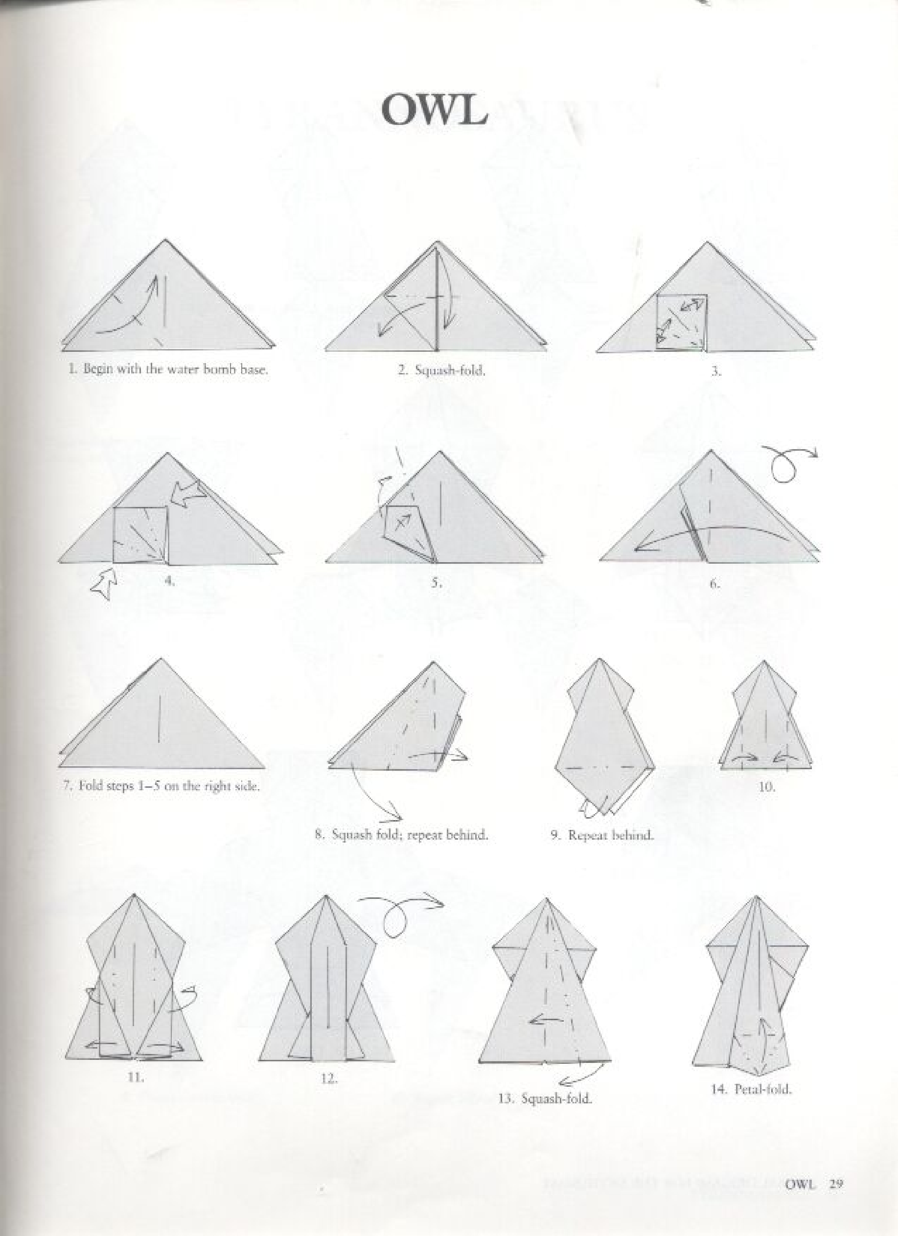 Owl folding diagrams page