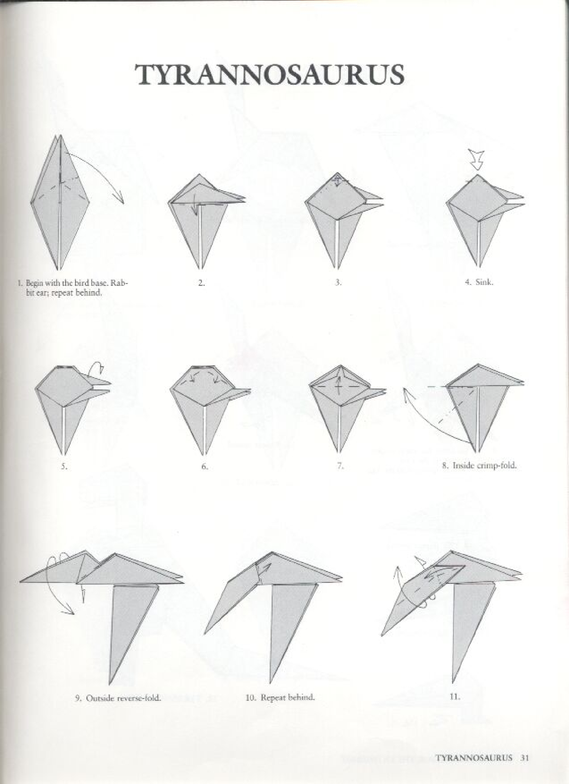 Tyrannosaurus folding diagrams page