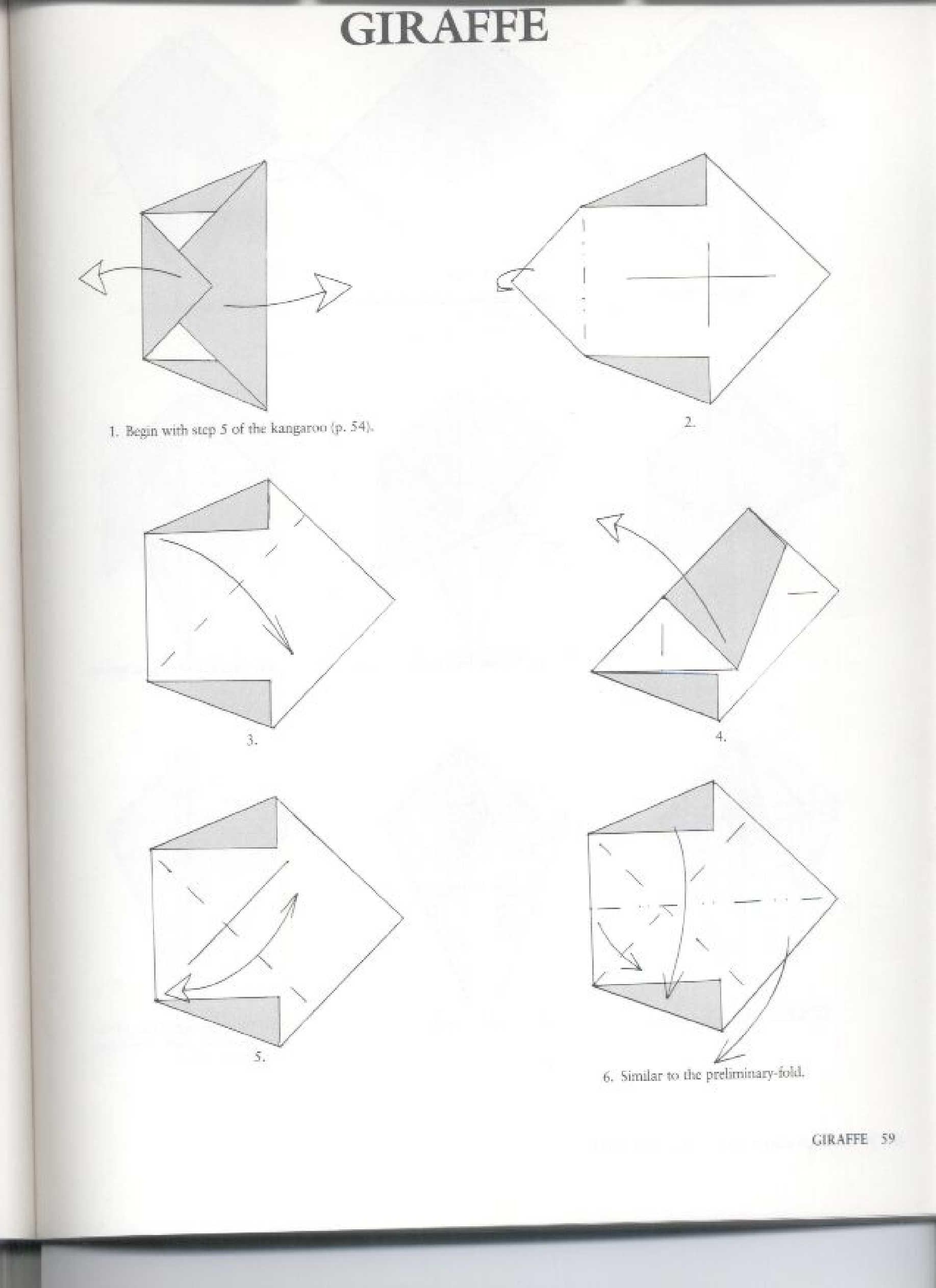 Giraffe folding diagrams page