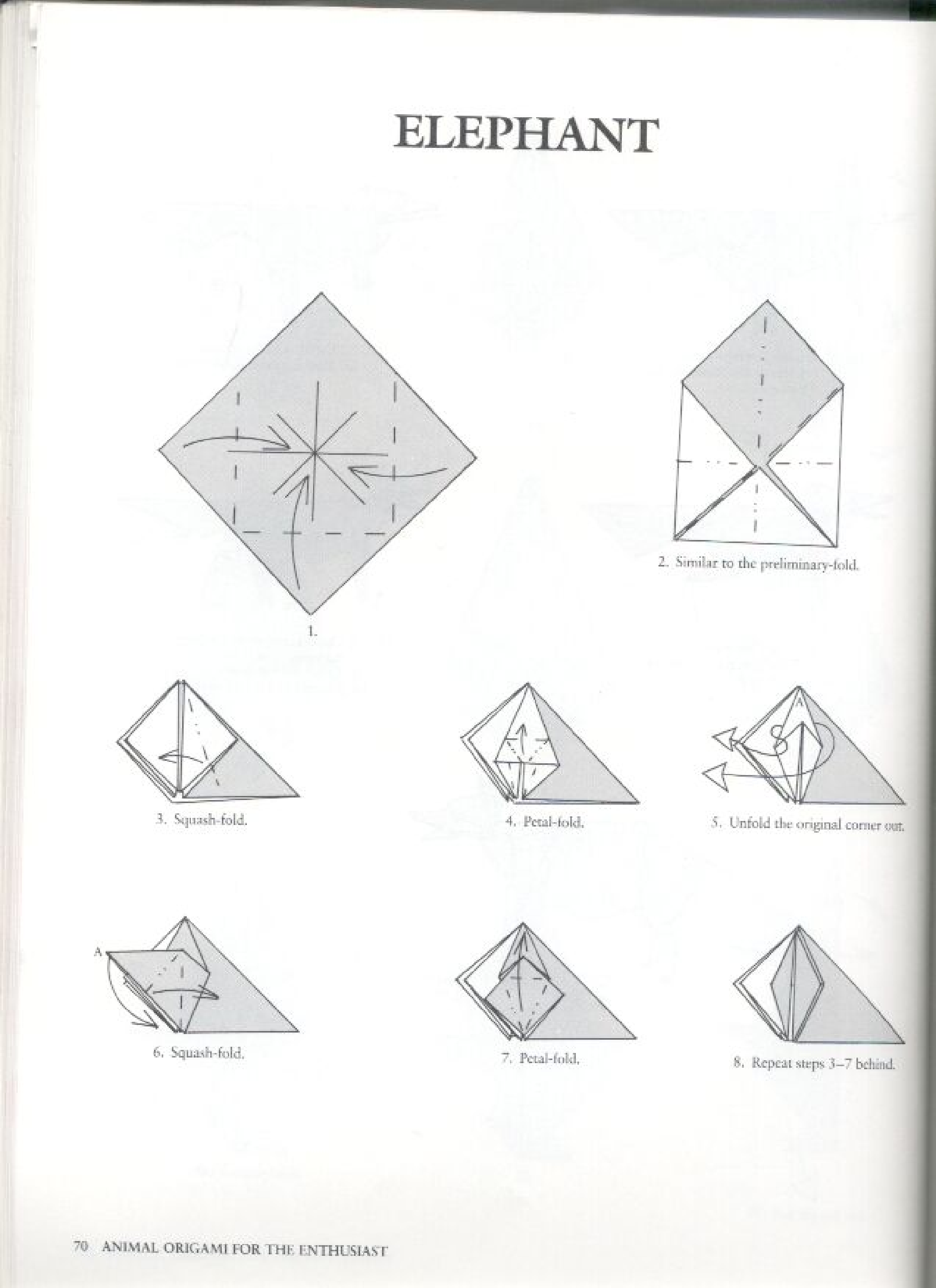 Elephant folding diagrams page